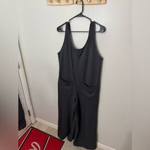 Old Navy Gray Fleece Wide-Leg Lounge Jumpsuit - Size M